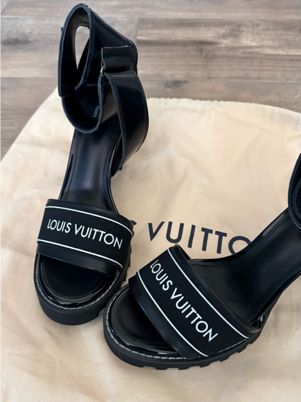 Louis Vuitton Black Logo Platform Heels - Picture 2 of 7
